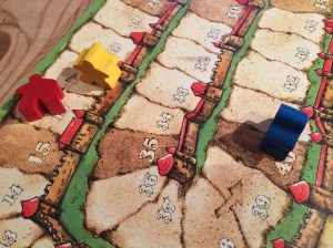 Sluttscoren med Saulius (rød) en runde bak.